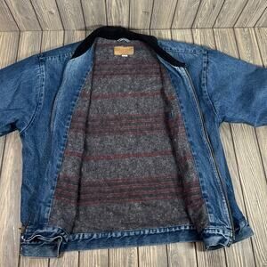 Eagles Ridge VTG Denim Coat Jacket Blanket Lined Corduroy Collar Men Sz XL Chore